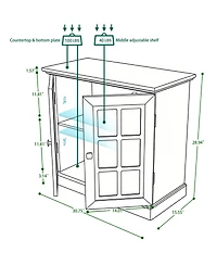 Clihome Modern Mdf Storage Cabinet with 2 Acrylic Mirror Doors, Adjustable Shelves, Metal Handles