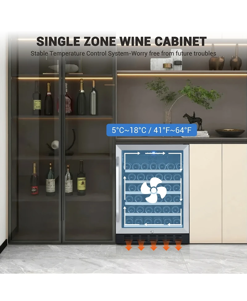 homfan 46 Bottle Compressor Wine Cooler, Digital Touch Control Wine Refrigerator with Double Tempered Glass, Quiet Free standing
