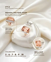 Sterling Silver 18K Rose Gold Plated with Pink and White Cubic Zirconia Accent Ring
