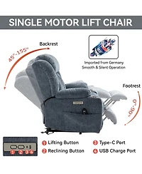 Clihome Up to 350 Lbs Chenille Power Lift Recliner Chair, Heavy Duty Motion Mechanism with 8-Point Vibration Massage