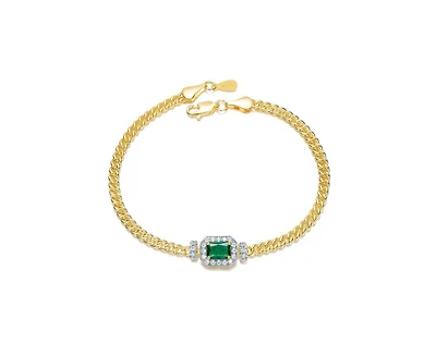 Rachel Glauber Unique 14K Gold Plated Brilliant Cz Link Chain Bracelet