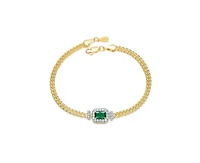 Rachel Glauber Unique 14K Gold Plated Brilliant Cz Link Chain Bracelet