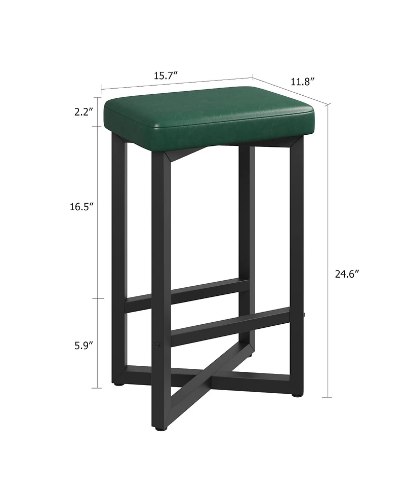 homfan Counter Height Bar Stool Set with Pu Padded Seat and Metal Frame for Kitchen Island Dining