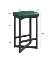 homfan Counter Height Bar Stool Set with Pu Padded Seat and Metal Frame for Kitchen Island Dining