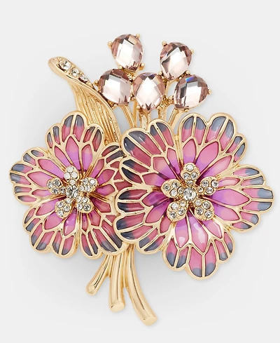 Anne Klein Crystal Flower Bouquet Pin