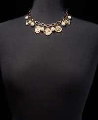 Anne Klein Imitation Pearl Shaky Charm Statement Necklace, 16" + 3" extender