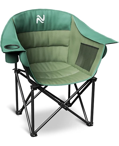 Mooncool Padded Camping Chair Portable Heavy Duty Arm Chairs with Side Pockets Cup Holder