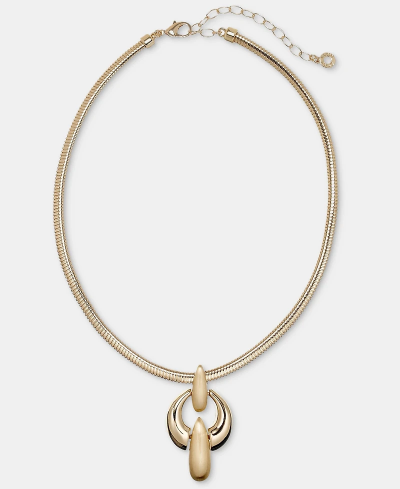 Anne Klein Puffy Linked Pendant Necklace, 16" + 3" extender
