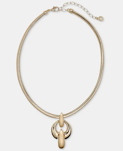 Anne Klein Puffy Linked Pendant Necklace, 16" + 3" extender