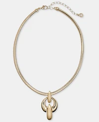 Anne Klein Puffy Linked Pendant Necklace, 16" + 3" extender