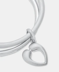 Anne Klein Puffy Heart Charm Bangle Bracelets, 2-Piece Set