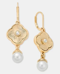 Anne Klein Imitation Pearl Quartofoil Drop Earrings