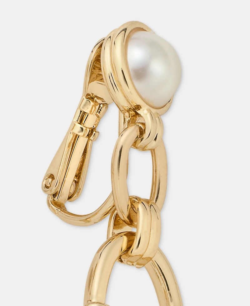 Anne Klein Imitation Pearl Linked Clip-On Drop Earrings