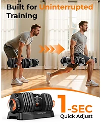 Fed Fitness DB1 Single Adjustable Dumbbell, 15-in-1 QuickDial 52.5lb, with Storage Box and App, Home Gym Weights for Hiit and Drop Set