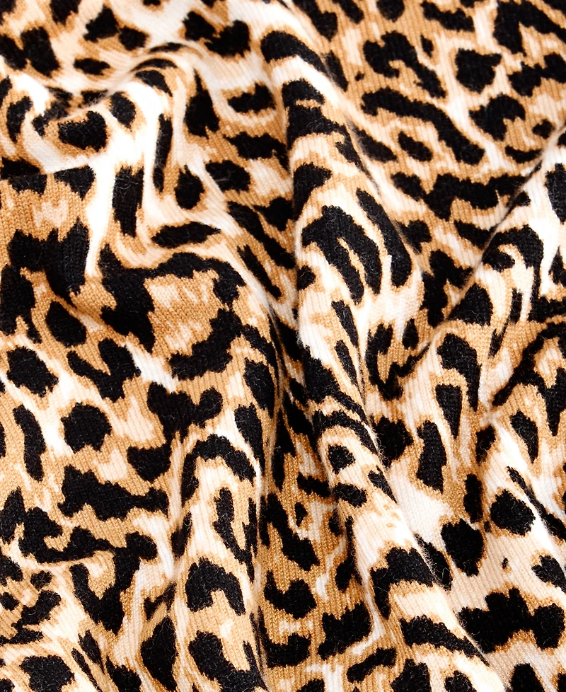 I.n.c. Women's Leopard-Print Fitted Short-Sleeve Crewneck Sweater, Macy's Exclusive