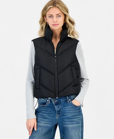 Madden Girl Juniors' Mitered-Quilted Puffer Vest