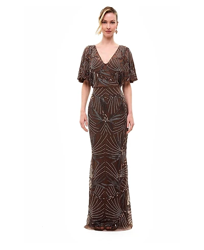 Beauut Women's Embellished Sequin Fitted Gown