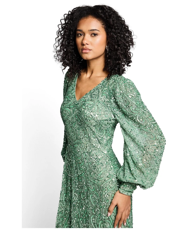 Beauut Women's Embellished Sequins Net Gown