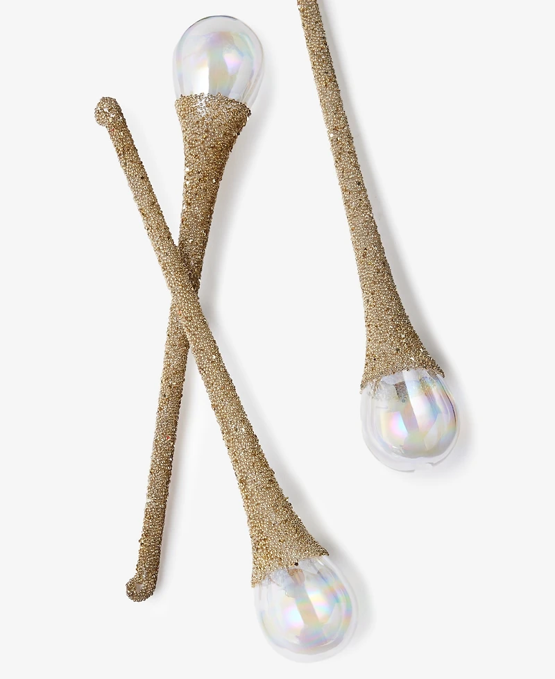 Holiday Lane Opulence Glass Iridescent & Gold-Tone Ornaments, Set of 3, Macy's Exclusive