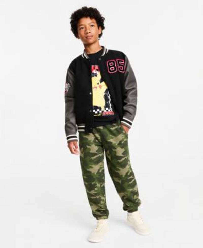 Epic Threads Boys Xs Xl Speedway Varsity Jacket Pikachu T Shirt Fleece Jogger Pants Macys Exclusive