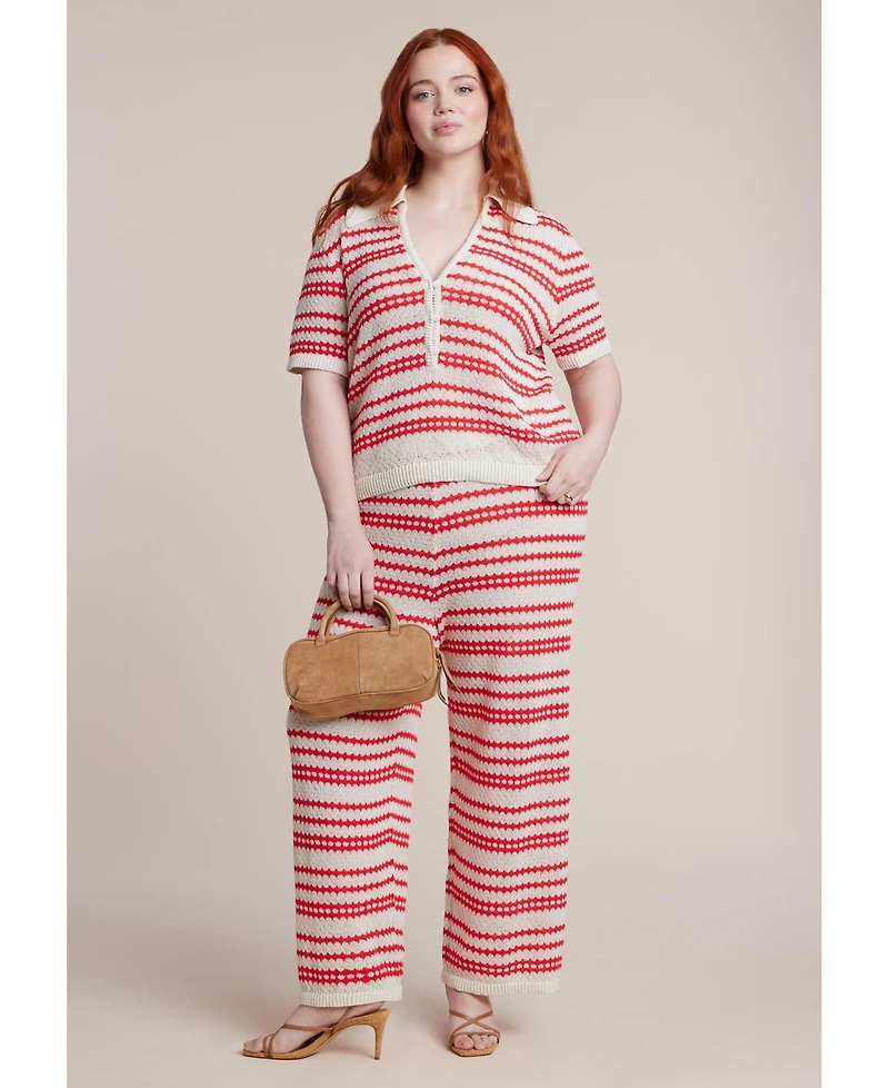 Eloquii Women's Pointelle Stripe Sweater Pant