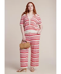 Eloquii Women's Pointelle Stripe Sweater Pant
