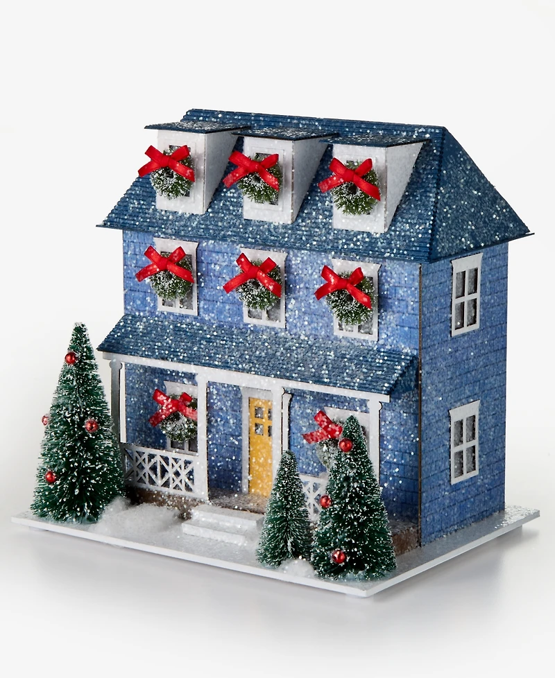 Holiday Lane Whimsy Town House with Bow Trim and Trees Decor, Macy's Exclusive