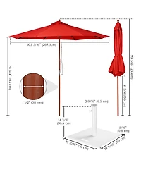 Yescom 9Feet Solid Wood Patio Umbrella with Base Included Stand for Outdoor Event Rental Resort Wedding Party Restaurant