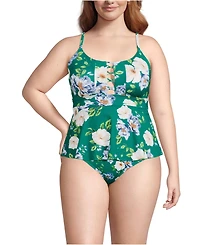 Lands' End Women's Lace-up Flutter Tankini Swimsuit Top