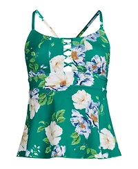 Lands' End Women's Lace-up Flutter Tankini Swimsuit Top