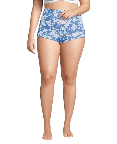 Lands' End Women's Tugless High Waisted Swim Boy Shorts