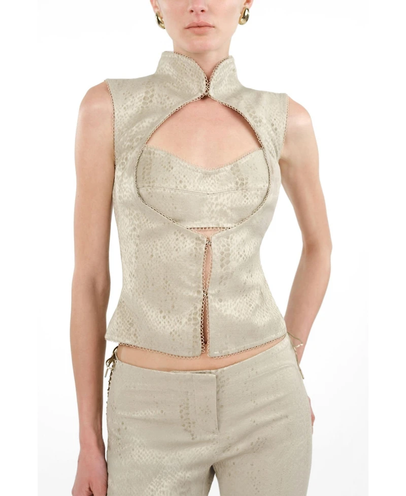Nocturne Women's Braid-Trim Bustier Top with Built-In Bra