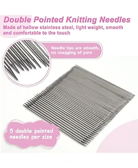 Aeelike 55-Piece Double Pointed Knitting Needles Set, 11 Sizes, 2mm to 6mm, Stainless Steel Short Knitting Needles