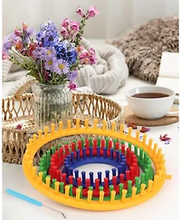 Aeelike Round Knitting Looms Set - 24 Pegs, 14 cm Diameter Plastic Loom for Beginners