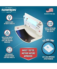 Flowtron Fly Trap Indoor Wall Sconce, Electric Insect Killer, 40W Uv, Sticky Strips, 600 Sq Ft, Home