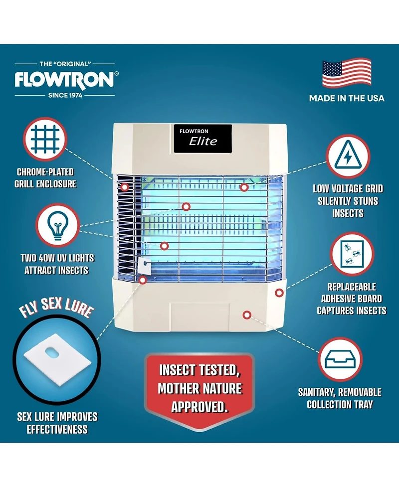 Flowtron Indoor Bug Zapper, Electric Fly Killer, 80W Uv Light, Sticky Trap, 1200 Sq Ft, Ul Certified