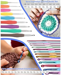 Aeelike Crochet Kit for Beginners - 23 Crochet Hooks, 655 Yards Yarn Set with Instruction, Bag and Accessories
