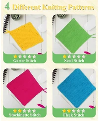 Aeelike Knitting Kit for Beginners, Complete Beginner Knitting Set with Needles and Cotton Yarn, Learn to Knit Dishcloth