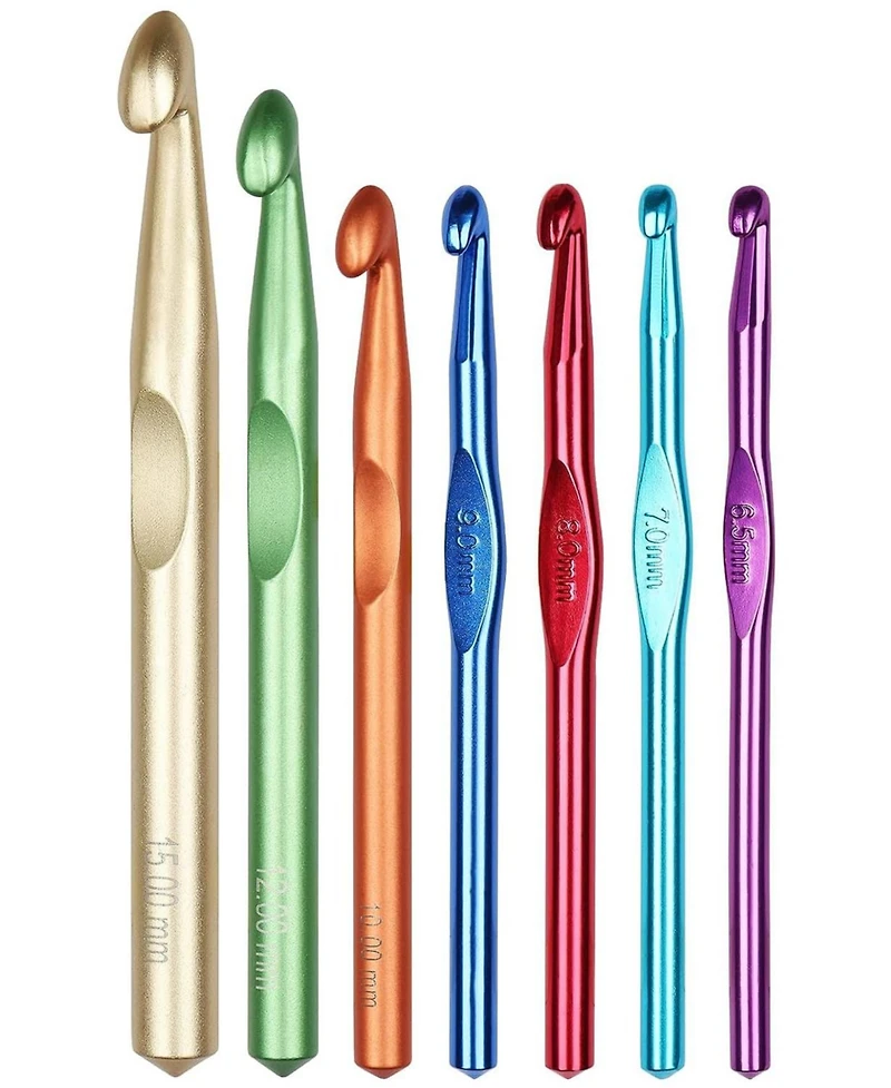 Aeelike Large Crochet Hook Set - Metal Crochet Needles for Thick Yarn - Beginners Big Crochet Set