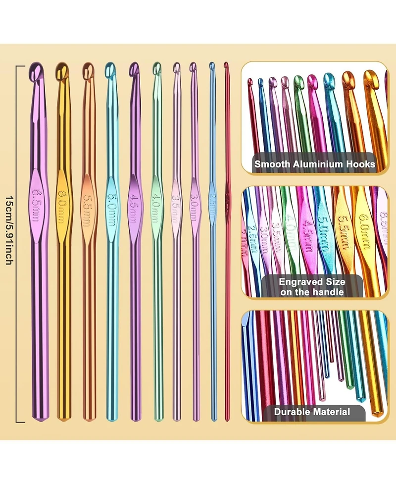Aeelike Crochet Yarn Kit - 1093 Yards Acrylic Yarn for Knitting, Full Crochet Kit for Beginners with Aluminum Crochet Hooks, Instruction Book