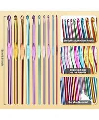 Aeelike Crochet Yarn Kit - 1093 Yards Acrylic Yarn for Knitting, Full Crochet Kit for Beginners with Aluminum Crochet Hooks, Instruction Book