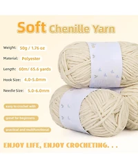 Aeelike Beginner Crochet Blanket Kit - Soft Chenille Yarn, Instructions and Accessories