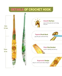 Aeelike Crochet Hooks Set, 3.0mm-6.0mm Ergonomic Crochet Hooks with Long Floral Handle, Super Shiny, Unique for Diy Crafts, Blanket, Sweaters