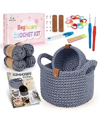 Aeelike Complete Crochet Basket Kit for Beginners - Includes Yarn, Hook, Stitch Markers, and Guidebook