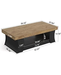 Tribesigns 55" Coffee Table: Living room table with storage shelf. Modern farmhouse rectangle table for living room,bedroom,office.