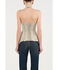 Nocturne Women's Snake Print Boned Corset Halterneck Body Top