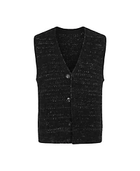 Modenaire Men's Textured V-Neck Button-Front Knit Vest