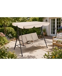 gaomon 3-Seat Outdoor Swing Chair -Weather-Resistant, Adjustable Canopy, Thick Cushions, 500 lbs Capacity for Patio or Porch