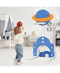 Sugift 3 In 1 Height Adjustable Kids Basketball Hoop Set With Balls