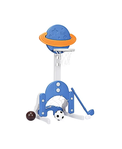 Sugift 3 In 1 Height Adjustable Kids Basketball Hoop Set With Balls